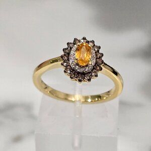 Mandarin Garnet ✦ Sunset Bloom Halo Ring ✦ Multi Gem 18K Vermeil Sterling Silver